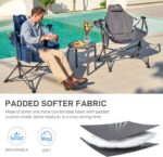 EVER ADVANCED Padded Hammock Camping Chair, Oversized Heavy Duty Swing Chair with Detachable Cup Holder, Portable Folding Rocking Camping Chair for Outdoor&Indoor, Support Up to 400lbs, Grey - Image 6