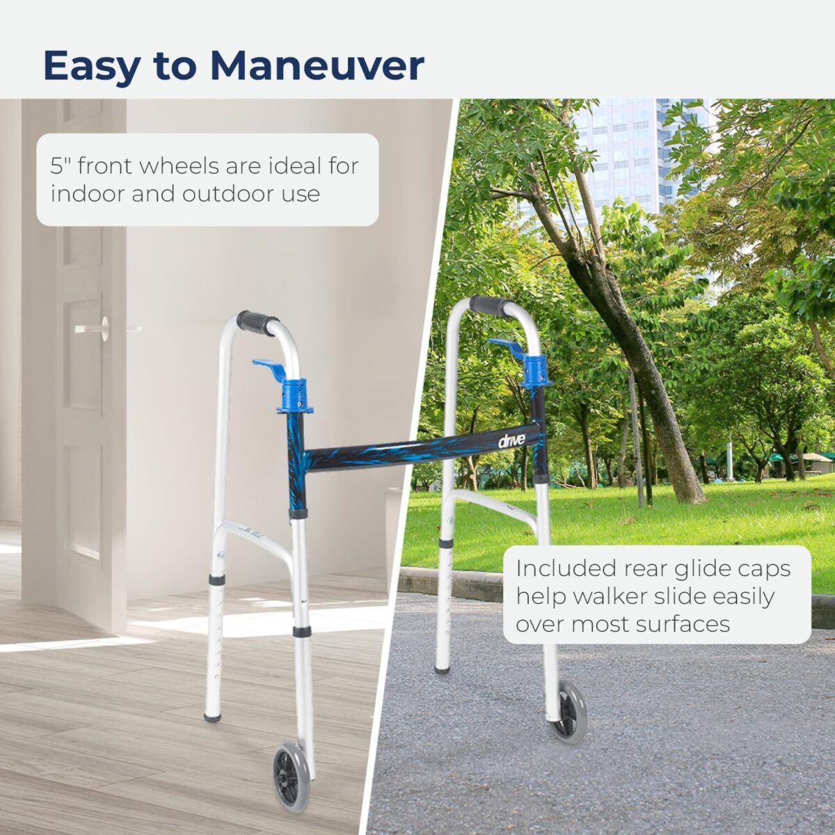 Drive Medical 10226-1 Trigger Release Folding Walker, Brushed Steel - Image 6