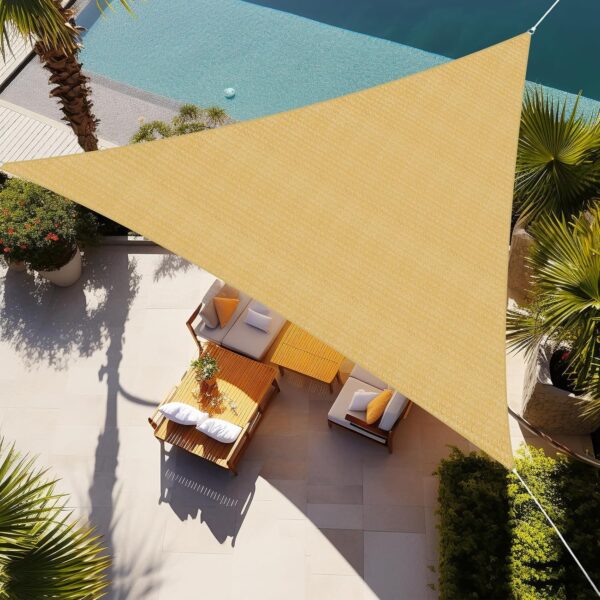 Shade&Beyond Triangle Sun Shade Sail 16'x16'x16' Canopy Sand for Patio Garden Yard Deck Pergola, (We Make Custom Size)
