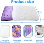 OMEO Lavender Pillow Queen Size, Ventilated Memory Foam Cooling Pillow for Back, Side and Stomach Sleepers Support, Sleeping Pillows for Adults, 28" x 16" - Home and Hotel Essentials - Image 3