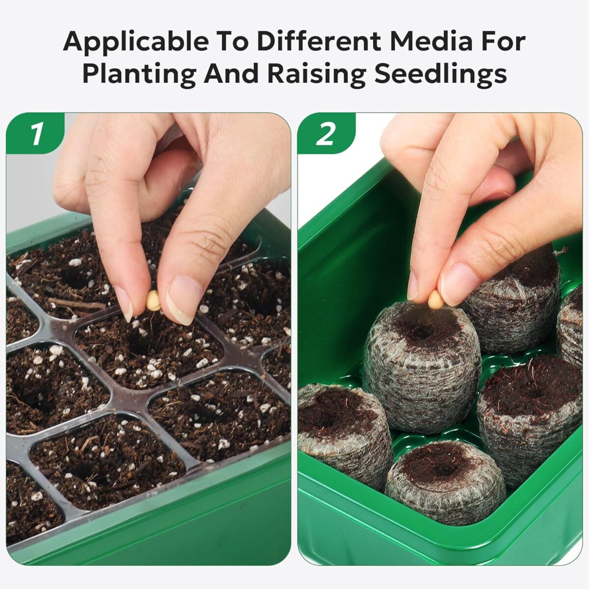 MIXC 10 Packs Seed Starter Tray Seed Starter Kit with Humidity Dome (120 Cells Total Tray) Seed Starting Trays Plant Starter Kit and Base Mini Greenhouse Germination Kit for Seeds Growing Starting - Image 6