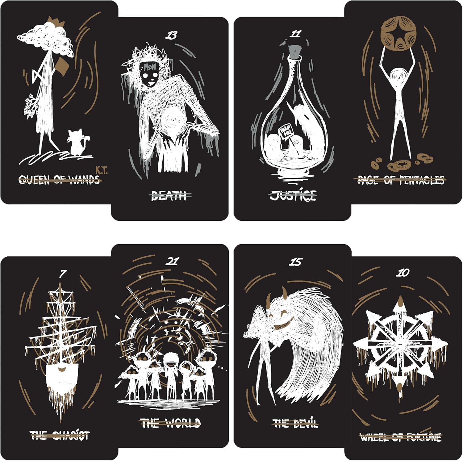 81KtzWW-TDL._AC_SL1500_.jpg CRAFTERIAN Tarot Card Deck Black Fatality. 78 Cards with Guidebook. Black Foil Cards Edges. Unique Tarot Cards. - Image 1