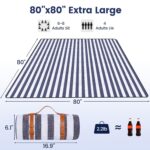 80”x 80” Picnic Blanket Extra Large, Waterproof and Foldable Beach Blanket, 3-Layer Outdoor Blanket for 6 to 8 Adults, for Camping, Park, Beach, Grass, Indoors… - Image 3