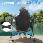 EVER ADVANCED Padded Hammock Camping Chair, Oversized Heavy Duty Swing Chair with Detachable Cup Holder, Portable Folding Rocking Camping Chair for Outdoor&Indoor, Support Up to 400lbs, Grey - Image 7