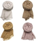 Manshu 4PCS Women's Soft Cotton Hemp Shawl & Wrap, Long Scarf & Head Scarf - Image 2
