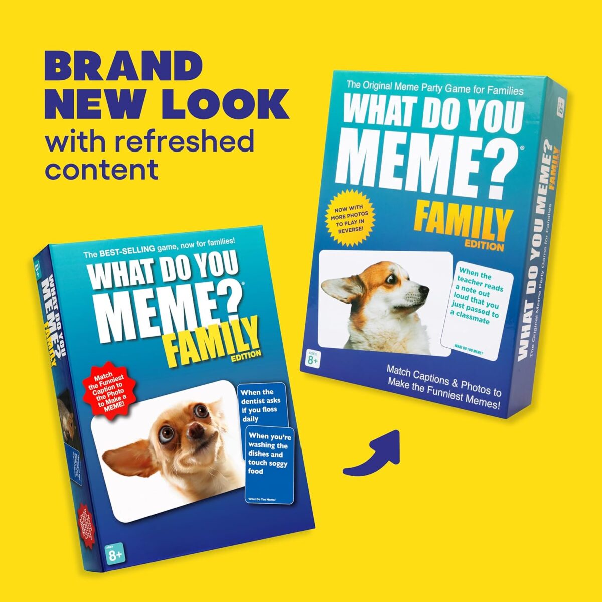 WHAT DO YOU MEME? Family Edition by Relatable, Now with Refreshed Content - Kids Games 8+, Family Games for Kids and Adults, Easter Basket Stuffers, Includes 300 Caption Cards, 108 Photo Cards - Image 2