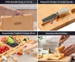 Bamboo Charcuterie Board Set - Large Folding Cheese Board with Knife Set - Unique White Elephant Gift, House Warming Gift, Wedding Gift - 22.8 x 11.4 Inches - Image 3
