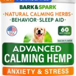 BARK&SPARK Advanced Calming Hemp Treats for Dogs - Hemp Oil + Melatonin - Anxiety Relief - Separation Aid - Stress Relief During Fireworks, Storms, Thunder - Aggressive Behavior, Barking - 60Chews
