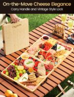 Charcuterie Boards Gift Set, Chezerra Bamboo Cheese Board Set, Folding Cheese Board with Knife Set, Unique White Elephant Gift, House Warming Gift, Wedding Gift, Portable Outdoor Cheese Plate - Image 3