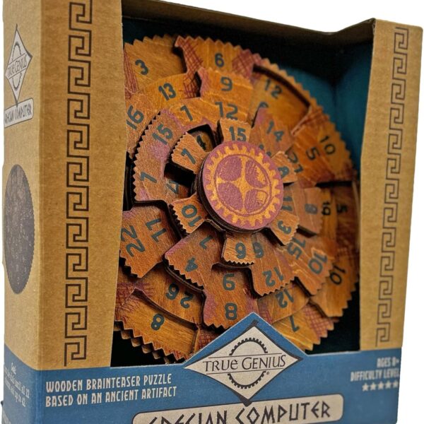 Project Genius Grecian Computer Mechanical Math Puzzle, Wooden Brainteaser Gift for History Buffs and Smart Kids, Teens, and Adults - True Genius Series Inspired by The Ancient Antikythera Mechanism