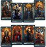 CRAFTERIAN Stained Glass Tarot Cards, 78 Tarot Deck with Foil Edges, Original Tarot Cards for Beginners and Experts with Guide Book, Fortune Telling Game, Divination Tools for All Skill Levels.