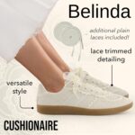 CUSHIONAIRE Belinda Women’s Lace Detail Casual Sneakers – Elegant Ribbon Lace-Up Shoes with Memory Foam - Image 2