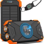 BLAVOR Solar Charger Power Bank 10,000mAh, Portable Wireless Charger, 20W Fast Charging External Battery Pack with USB C for Cell Phones, Solar Panel Charger with Dual Flashlight for Camping