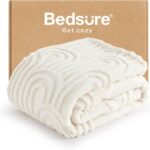 Bedsure Throw Blanket for Bed - Super Soft & Cozy, Fluffy Fleece Blankets for Women, Spring Throw for Girls, Room Decor Aesthetic Gifts for Mom, Cute Birthday Gifts for Women, White, 50x60 Inches