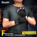 ihuan Ventilated Weight Lifting Gym Workout Gloves with Wrist Wrap Support for Men & Women, Full Palm Protection, for Weightlifting, Training, Fitness, Hanging, Pull ups - Image 2