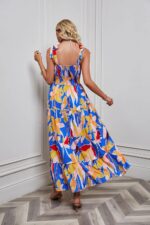 kinstell Women's Summer Boho Spaghetti Strap Square Neck Ruffle Casual Flowy Long Dress Beach Swing Party Maxi Dress - Image 3
