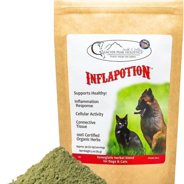 Glacier Peak Holistics Inflapotion - Natural Herbal Anti-Inflammatory for Dogs & Cats, Organic Remedy for Arthritis, Inflammation, Hip & Joint Pain, Mobility & Wellness - 3oz (90 Servings)
