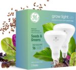 GE Grow Lights for Indoor Plants, BR30 Indoor Floodlight, LED Light Bulbs for Seeds and Greens with Balanced Spectrum, 25,000 Hours Lifespan, 16 PPF, 2 Pack (Packaging May Vary)