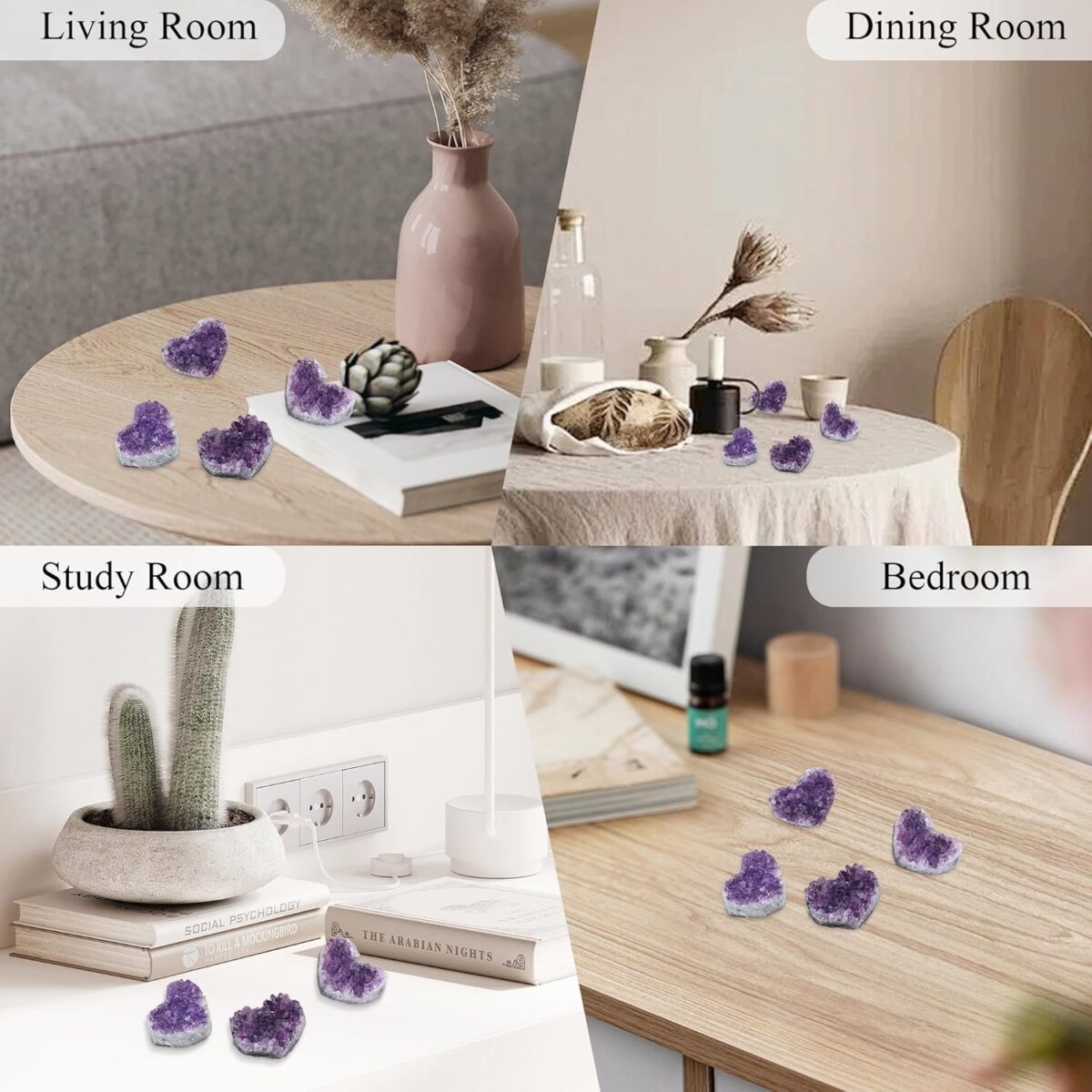 ZHIYUXI Amethyst Crystals and Healing Stones Gemstones Heart Crystal Cluster Geode Purple Natural Rock Protection Crystals Raw Stone Heart Decor Energy Balance Reiki Room Decor 1Pc 1.18-1.57 in - Image 5