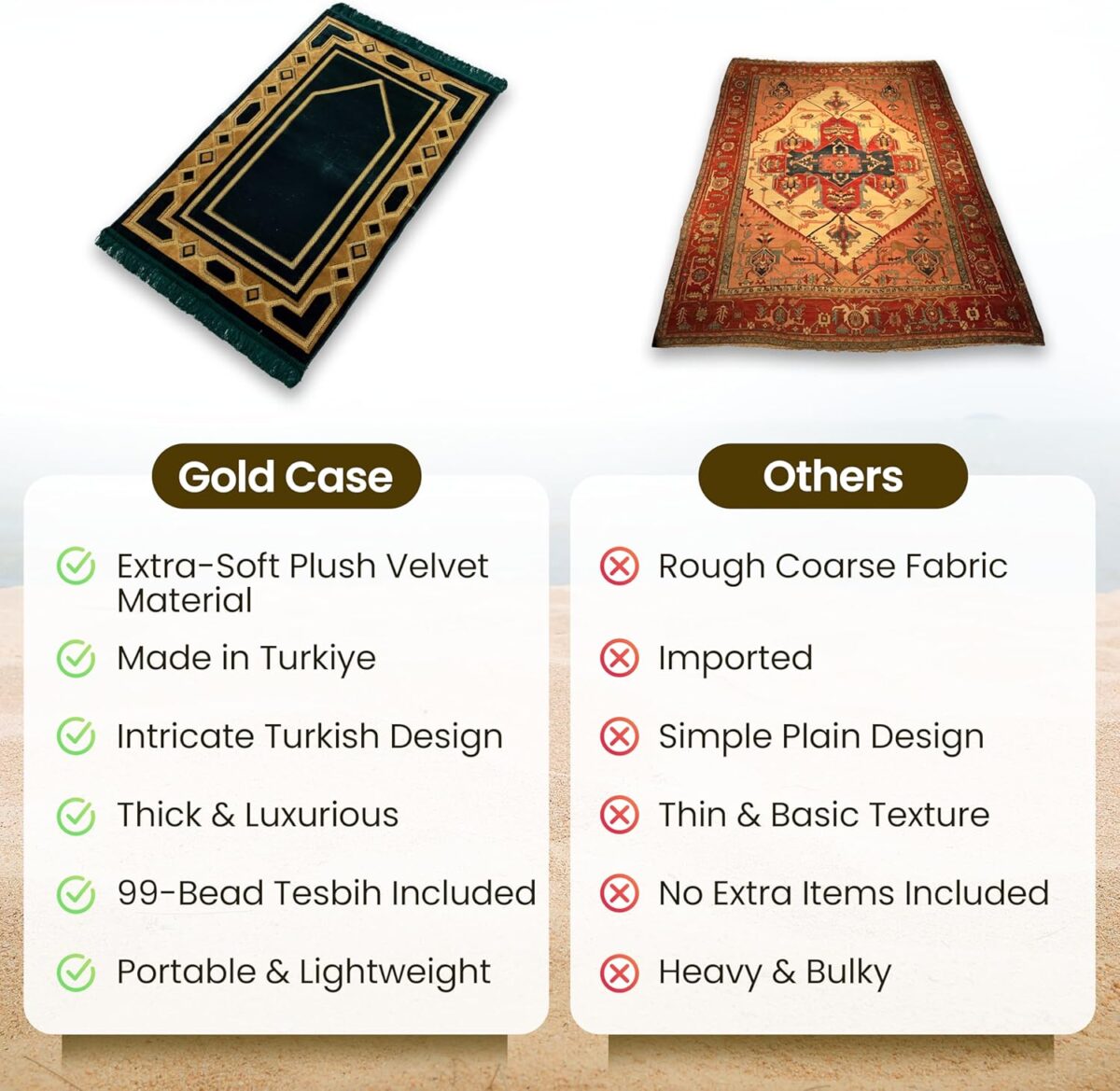 Home Collection Islamic Prayer Mat - Islam Praying Rug for Muslim Women & Men - Soft Turkish Salah Mats Eid & Ramadan Gifts - Pray Bead (Tesbih) Included - Made in Turkiye - Green - Image 6