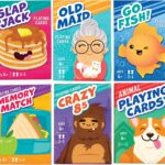 LotFancy Card Games for Kids, 6 Decks, Go Fish, Old Maid, Crazy Eights, Memory Match, Slap Jack, Animal Playing Cards, Easter Basket Stuffers, Stocking Stuffers, Birthday Gifts