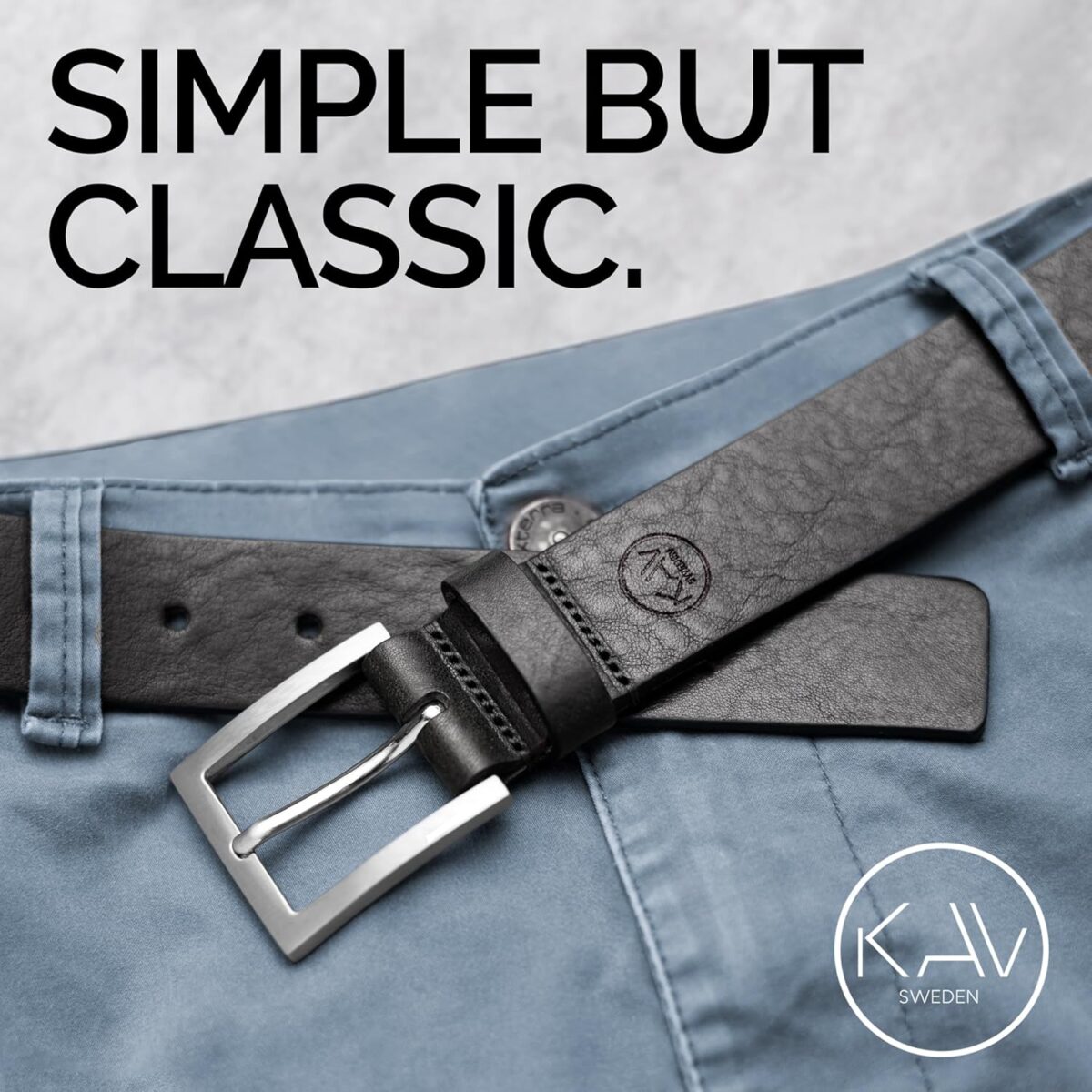 Stala - Mens Leather Belt - 1.4" Handmade in Sweden with Italian Full Grain Leather, black leather belt men - Image 2
