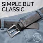 Stala - Mens Leather Belt - 1.4" Handmade in Sweden with Italian Full Grain Leather, black leather belt men - Image 2