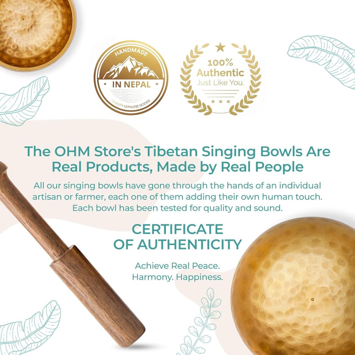 Ohm Store Tibetan Singing Bowl Set — Meditation Sound Bowl Handcrafted in Nepal for Yoga, Chakra Healing, Mindfulness, and Stress Relief — Unique Spiritual Gifts for Women and Men - Image 6