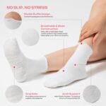 COOLMATE 3 Pairs Ruffle Pilates Socks with Grips for Women, Cute Non - Slip Crew Socks for Yoga, Barre, Lagree, Pregnant (US, Numeric, 6, 10, Regular, Regular, 3, Off-White) - Image 2