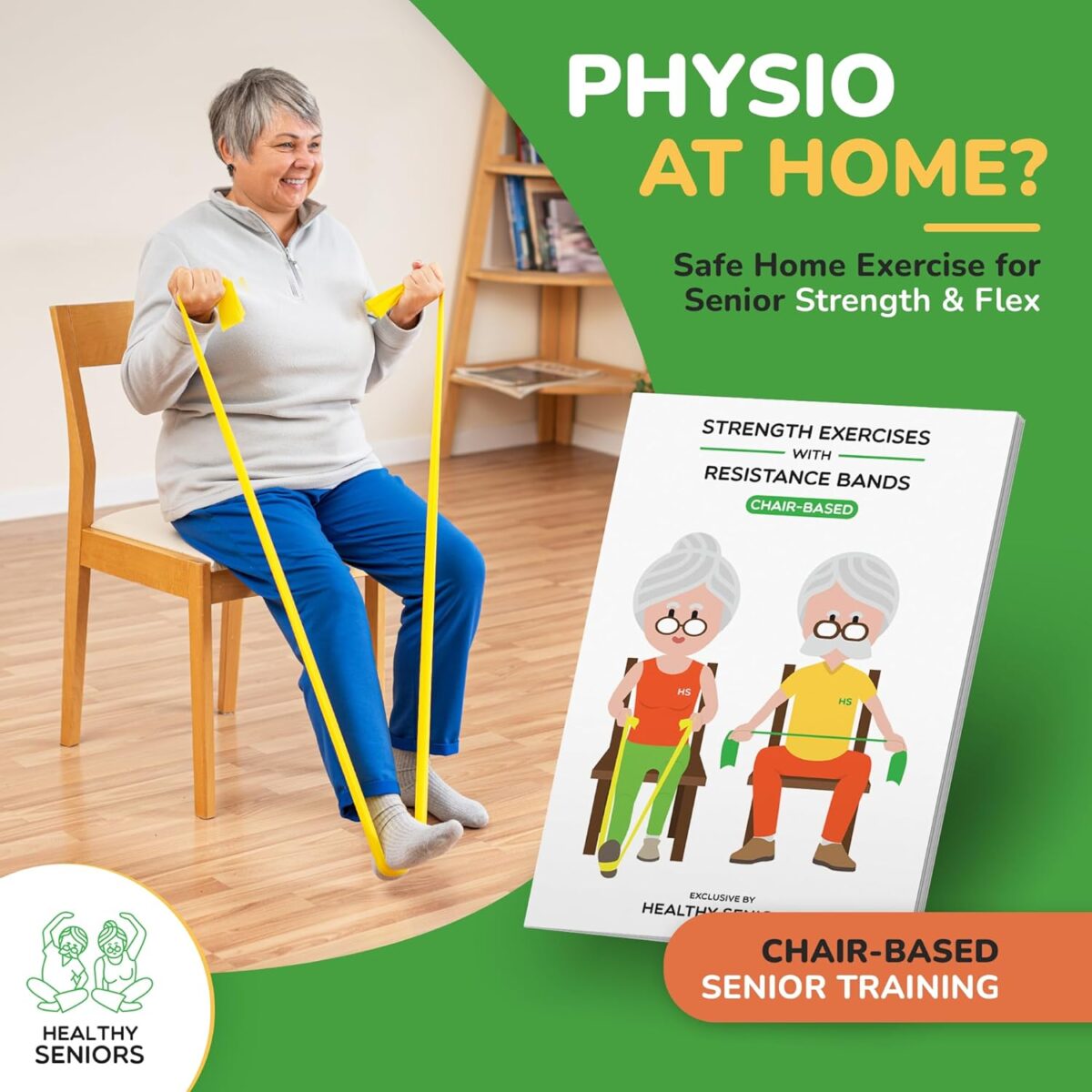 Resistance Bands for Physical Therapy - Pack of 2 Exercise Bands with Handles & a Detailed Guide Book - Adjustable Chair Exercises for Seniors Rehab at Home - Image 2