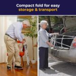 Drive Medical 10210-1 2-Button Folding Walker with Wheels, Rolling Walker, Front Wheel Walker, Lightweight Walkers for Seniors and Adults Weighing Up To 350 Pounds, Adjustable Height, Silver - Image 5