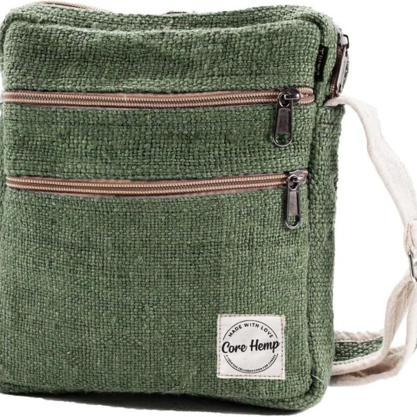 Core Hemp Multi Pocket Crossbody Bag Purse Made From Pure Hemp