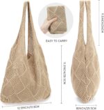 hatisan Crochet Bags for Women - Summer Beach Tote, Aesthetic Hippie Knit Bag - Image 2