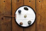 Nature's Mark Mini Zen Garden Kit for Desk with Rake, White Sand, Black Round Base, Miniature Pagoda Figure, River Rocks and Miniature Buddha Figure (6Lx6W Round B) - Image 4