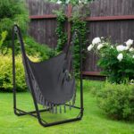 Unique U-Shaped Hammock Chair with Stand,Sturdy & Rust-Resistant,Free Gray Cotton Hammock Chair - Image 5