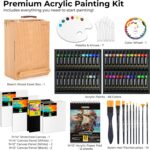 VISWIN Deluxe Acrylic Paint Set, 74 Pcs Complete Art Supplies with Tabletop Sketch Box Easel, 48 Colors Acrylic Paints, Canvas, Paint Brushes, Painting Kit for Adults, Art Set for Artists, Beginners - Image 2
