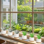 ZOUTOG Succulent Planter, White Mini 3.15 inch Ceramic Flower Planter Pot with Bamboo Tray, Pack of 4 - Plants Not Included - Image 3