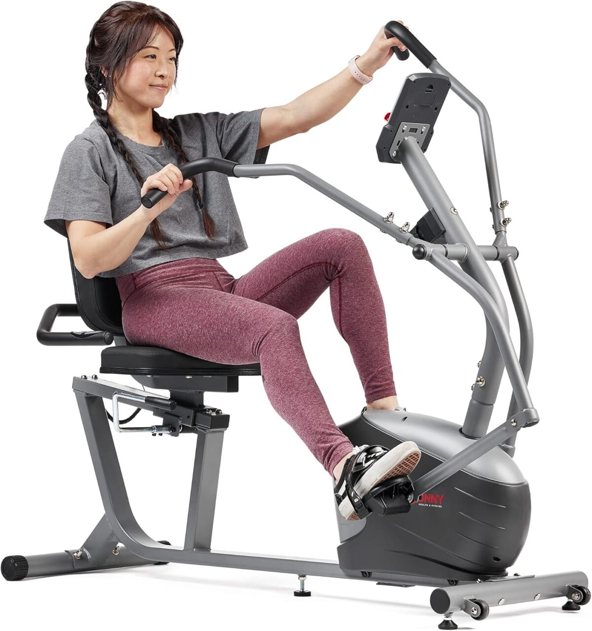 Sunny Health & Fitness Compact Performance Recumbent Bike w/Dual Motion Arm/Leg Exercisers for Senior Home Training w/Quick Adjust Seat & Optional Exclusive Free SunnyFit App Bluetooth Connectivity - Image 1