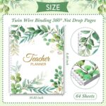 Eucalyptus Teacher Planner Undated Academic Year Teacher Lesson Planner Book Green Plants Daily Weekly Monthly Spiral Planner Checklist Organizer with Stickers for Classroom, 8.5'' x 11'' - Image 2