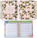Christian Art Gifts Inspirational 18 Month Wirebound 2025 Planner for Women: Through Christ - Encouraging Bible Verse Personal Week Organizer w/Elastic Closure Aug 2024-Jan 2026, Pink & Green Floral