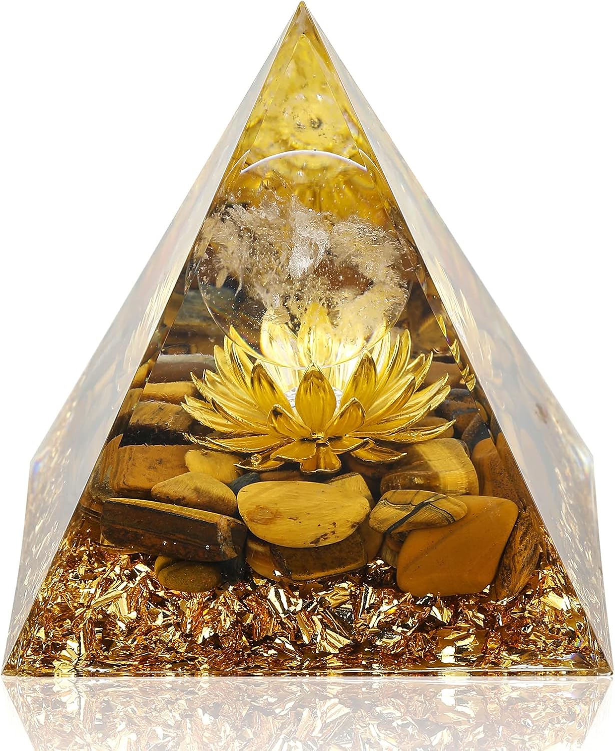 81PqP4XCaOL._AC_SL1500_.jpg Hopeseed Orgone Pyramid Flower of Life Orgonite Money Healing Crystals Pyramid for Positive Energy with Tiger's Eye Stones and Luck White Crystal That Promotes Wealth, Prosperity and attracts Success - Image 1