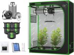 VIVOSUN 4' x 2' Complete Grow Tent Kit - 4 Inch 203 CFM Air Filtration Kit, 4' x 2' Grow Tent, 5-Pack 5 Gallon Grow Bags, 5' x 15' Trellis Netting and Hygrometer