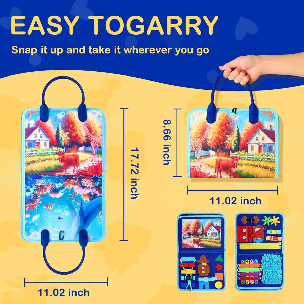 Fidget Blanket for Adults with Dementia, Dementia Activities for Seniors, Alzheimer's Products Multi-Use Busy Sensory Board, Gifts for Him Her Dementia Products for Elderly and Children with Autism - Image 4