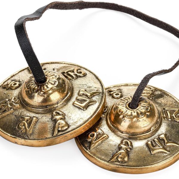 Foraineam Tingsha Cymbals Meditation Chime Bells, 2.5 Inch Brass Tibetan Tingsha Bells Relaxation Musical Instruments for Mindfulness, Chakra Healing, Stress Relief, Sound Awakening, Yoga Meditation