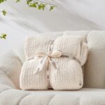 Snuggle Sac Buttery Ivory Throw Blanket for Couch, Reversible Super Soft Knitted Blankets, Warm Cozy Knit Fuzzy Plush Lightweight Throws Dupes for Sofa, Bed, Picnic, Ivory, 50 x 60 inches - Image 3