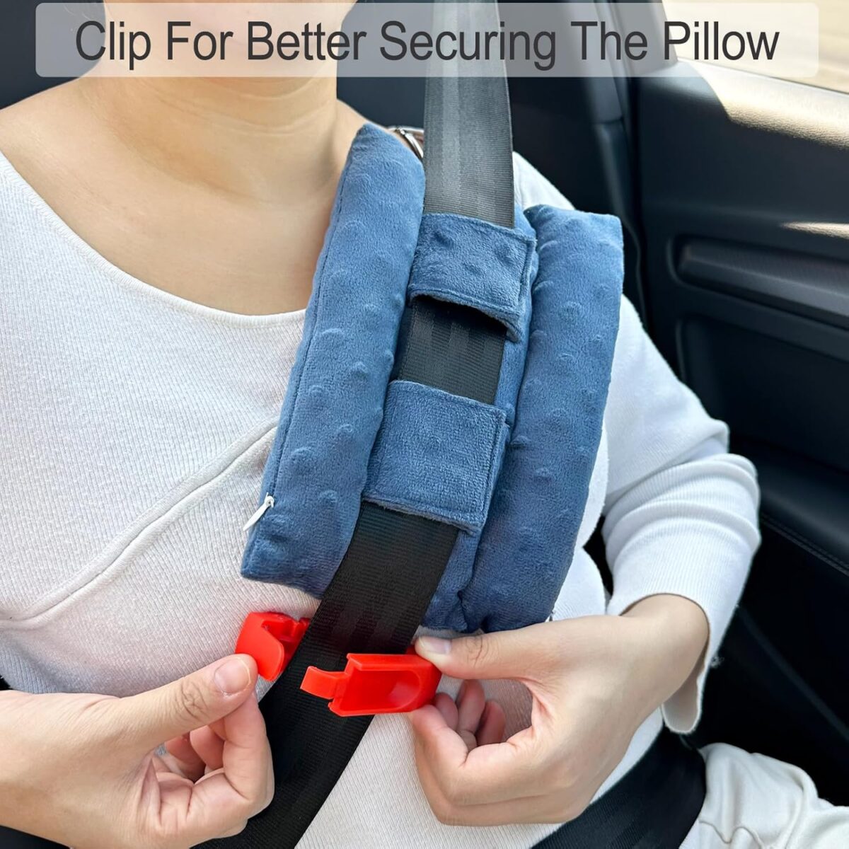 Chemo Port Pillows for Patients Seatbelt, Chemo Port Protector Pacemaker Seat Belt Cushion, Chemotherapy Must Haves Chemo Gifts Men Women Cancer, Minky Dot Denim Blue - Image 5