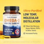 Triple Strength Omega 3 Fish Oil 3600 mg | EPA & DHA | Over 2100mg Omega-3 Fatty Acids | 1300mg EPA + 860mg DHA | Best Essential Fatty Acids | Premium Wild Caught & Burpless Fish Oil | 120 Ct - Image 5