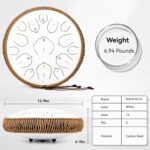 Steel Tongue Drum - 14 Inch Tongue Drum Instrument - 15 Notes Hand Pan Drums with Music Book, Handpan Drums Instrument Mallets and Carry Bag, D Major White - Image 5