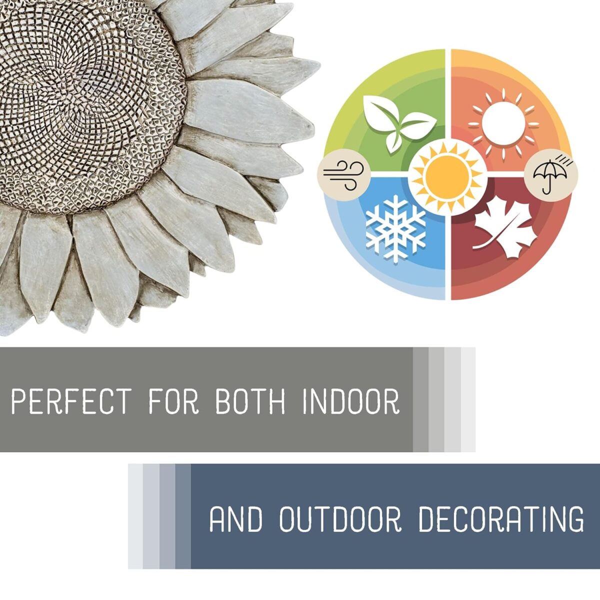 NAT & Jules Sunflower Shaped Dimensional Indoor Outdoor 12 inch Cast Resin Decorative Garden Stepping Stone, Patio, Walkway Sculpture Yard Art, Stone Grey - Image 4