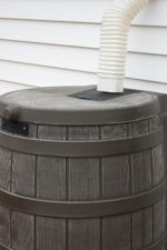 Good Ideas Rain Wizard 50 Gallon Plastic Rain Barrel for Outdoor Rainwater Collection and Storage Features a Metal Spigot and Flat Back Design, Oak - Image 5